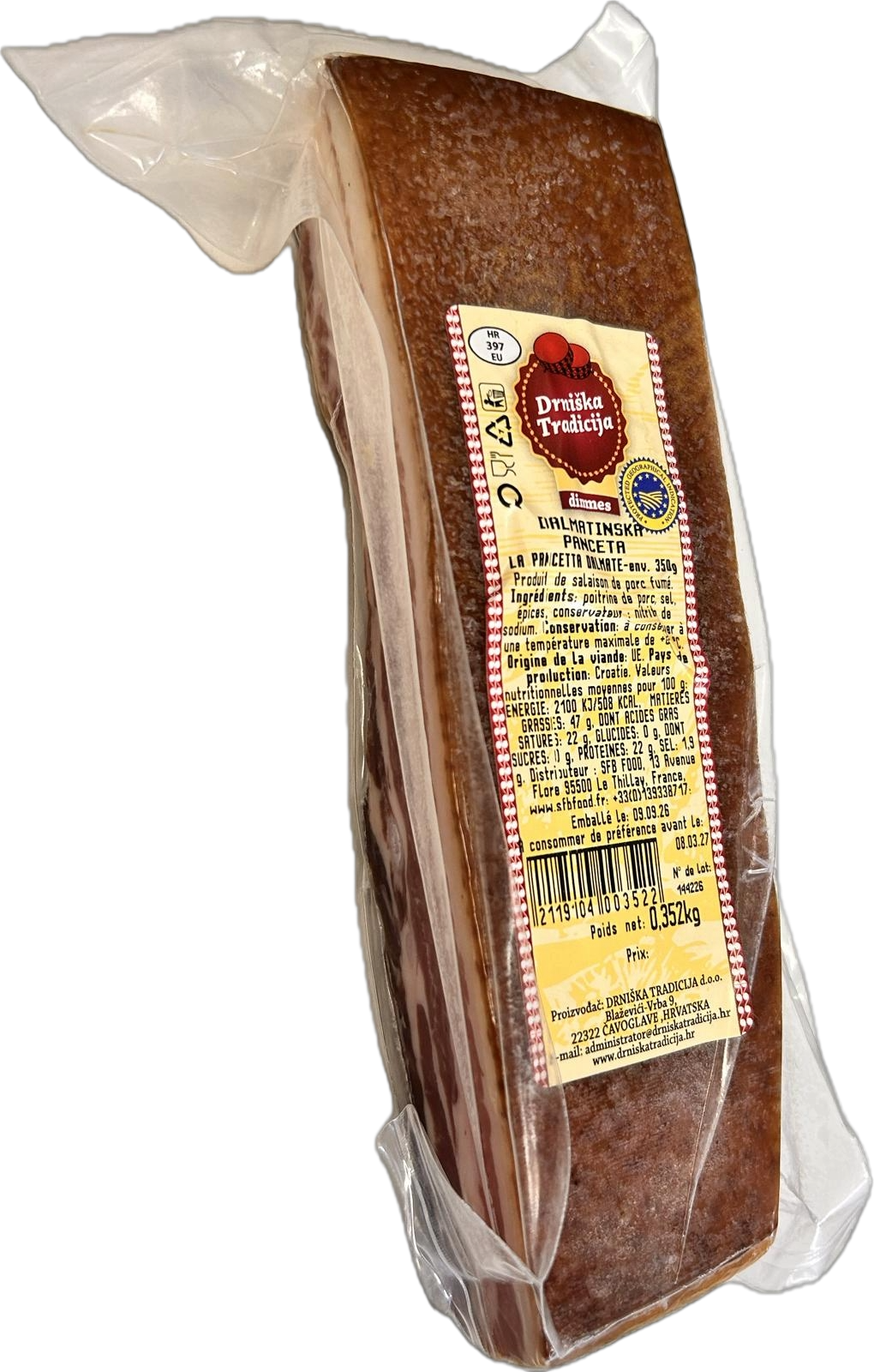 Panceta Dalmatinska environ 350g Drniska Tradicija